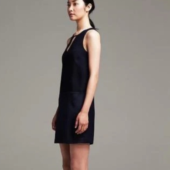 Banana Republic Crepe Swing Navy Dress Size 12 - Picture 7 of 9